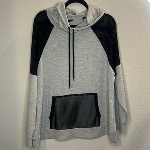 Material Girl Active White Terry Hoodie Long Sleeve Tie Front Size XL